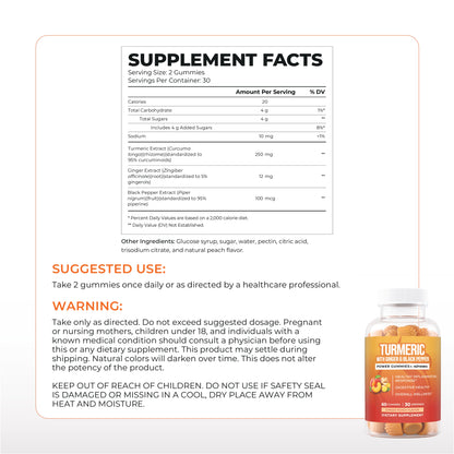 Turmeric With Ginger & Black Pepper Gummies